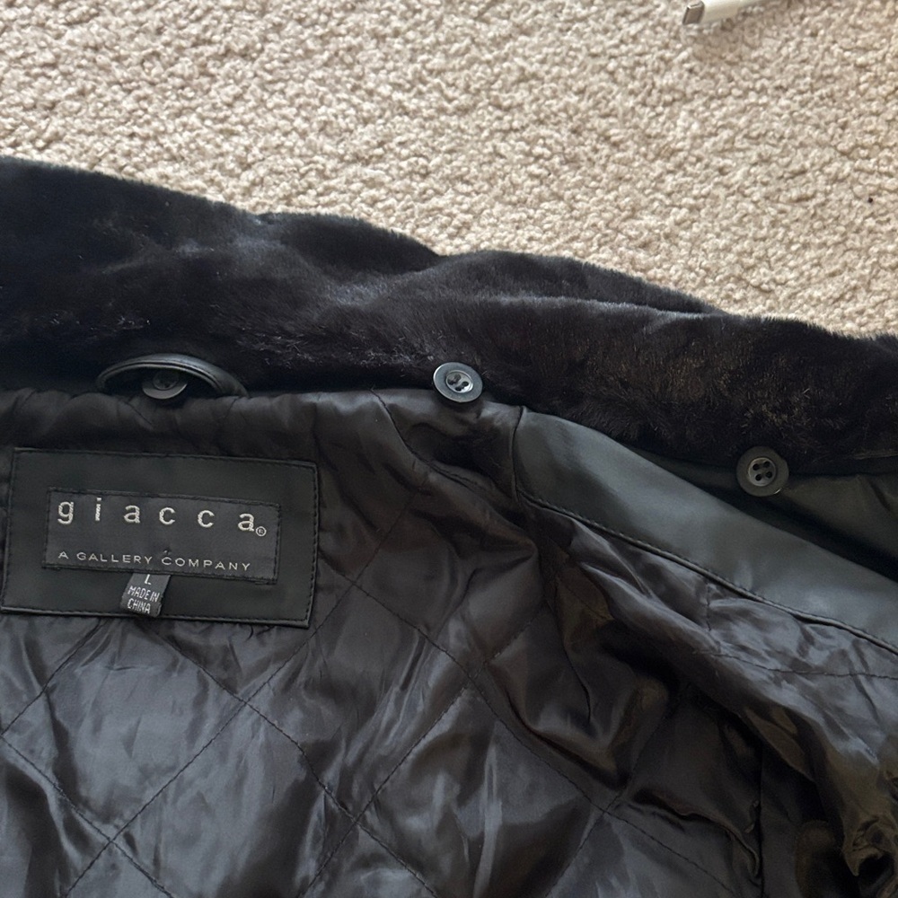 Giacca A Gallery Company: Black Coat with faux fur trim women’s size large - Picture 8 of 8